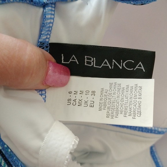 La Blanca The Realist Over the Shoulder Tankini Swim Top, Blue, size 6 - Picture 6 of 8